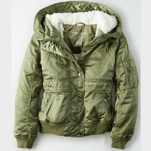 NWT Reflective Fleece Lined Olive Green Bomber